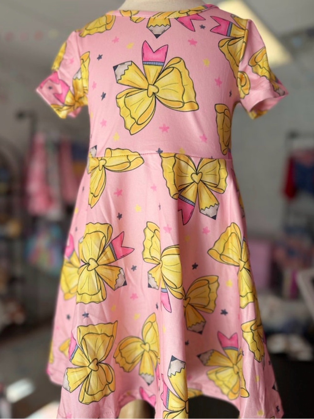 Rylee Faith Kids Pink Dress with Yellow Bow Print Size 6